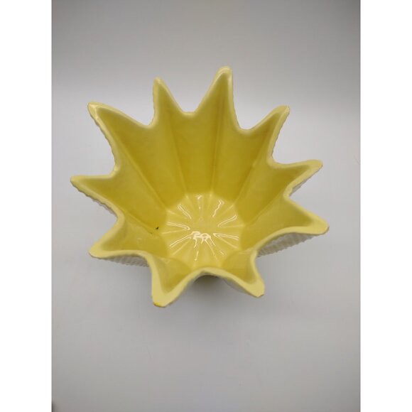 Vintage MCM Shawnee Sunny Yellow Fern Design Ceramic Planter, No Hole, READ - Picture 4 of 17